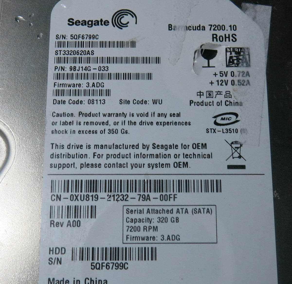 SEAGATE ST3320620AS, 3.ADG PCB – +DR DATA RECOVERY - DONORS