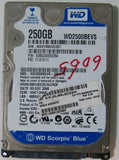 WD2500BEVS-26VAT0, PCB: 2060-701499-00 REV A, SERIAL: WXEY08UVC257, DCM HHCTJHB, FW HHCTJHB, 250.gb,