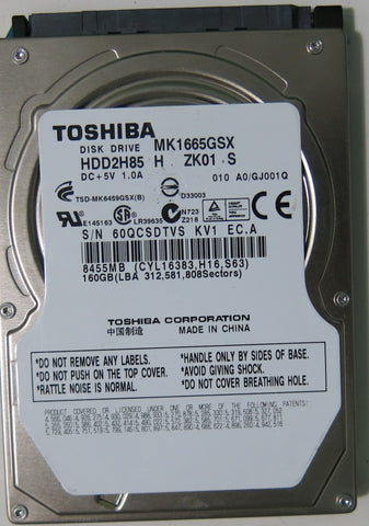 TOSHIBA MK1665GSX HDD2H85 H ZK02 S PCB G002641A,  160.GB
