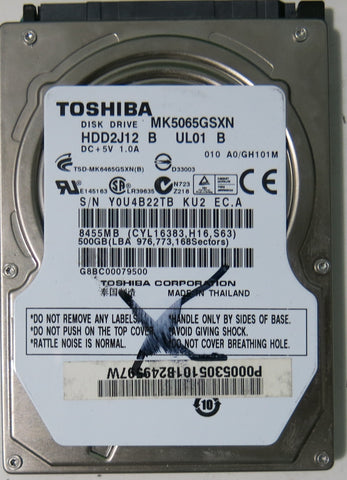 TOSHIBA MK5065GSXN HDD2J12 B UL01 B PCB G002706A,  500.GB
