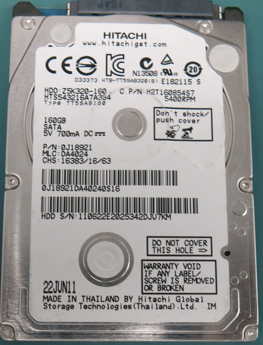 HTS543216A7A384, P/N: 0J18921, MLC: DA4024, 160GB 2.5 – +DR DATA