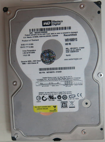 WD1600YS-01SHB1 PCB: 2060-703135-005 REV A SERIAL NUMBER: WCAP01699588 DCM DSBHNT2CH 160GB