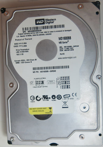 WESTERN DIGITAL WD1600BB-56RDA0 DCM HBCHNTJAHN 160GB