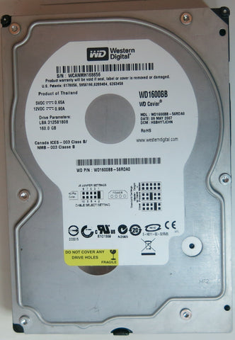WESTERN DIGITAL WD1600BB-56RDA0 DCM HSBHYTJCHN 160GB