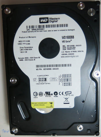 WD1600BB-56GUCO PCB: 2060-701266-001 REV A SERIAL NUMBER: WMAL95059801 DCM DSBACT2CA 160GB