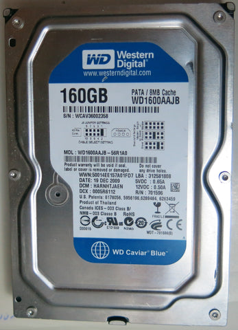WD1600AAJB-56R1A0 PCB: 2060-701592-001 REV P1 SERIAL NUMBER: WCAV36002358 DCM HARNHTJAEN 160GB
