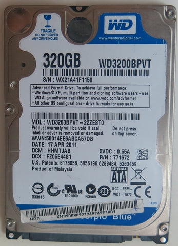 WESTERN DIGITAL WD3200BPVT-22ZEST0 DCM HHMTJAB 320GB