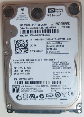 WD2500BEVS-75UST0 DCM FBCT2ANB 250GB
