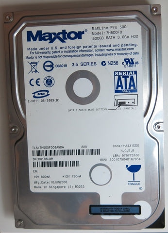 MAXTOR 7H500F0 CODE HA431DD0 N,G,B,B 500GB