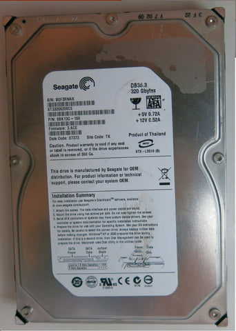 ST3320820SCE,  P/N:9BW13G-180,  FW:3.ACE,  Serial:9QF3RNAX,  320GB 3.5,  PCB:100406937- REV B