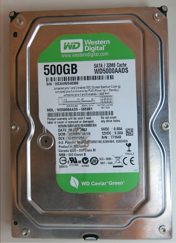 WD WD5000AADS-56S9B1 FW HGRNHT2AHN 500 GB