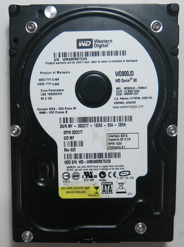 WD800JD-75MSA1 PCB: 2060-701335-005 REV A SERIAL NUMBER: WMAM9R875008 FW HSBHNTJCH 80GB