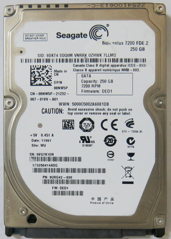 ST9250414ASG, PCB:  100536286 REV E, SERIAL NUMBER: 5VG7K1EN, PN 9UVG42-030 , FW DED1, 250-GB,
