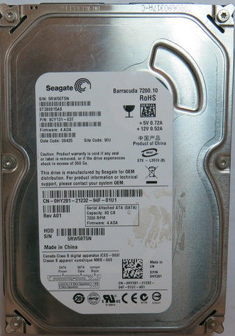 SEAGATE ST380815AS PN ST380815ASFW 4.ADA 80,GB