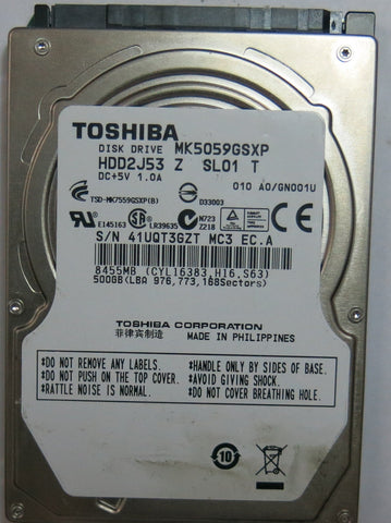 TOSHIBA KM5059GSXP HDD2J53 Z SLO1 T PCB G002825A,  500,GB