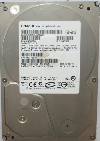 HITACHI HDE721010SLA330 PN 0A38876FW BA3520 1,0TB
