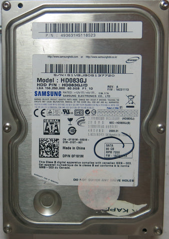 SAMSUNG HD083GJ  PN HD083GJ /DFW  80,GB