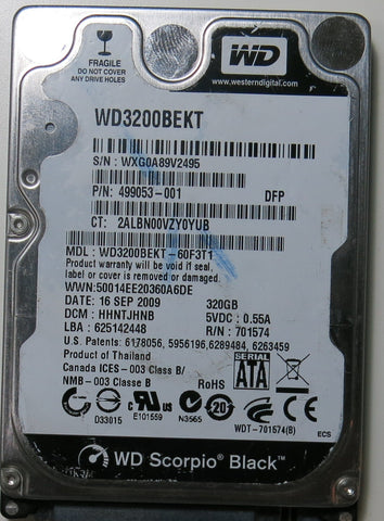 WESTERN DIGITAL WD3200BEKT-60F3T1 PN FW HHNTJHNB 320.GB