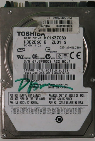 TOSHIBA MK1637GSX HDD2D60 B ZL01 S PCB G5B001851000-A,  160.GB
