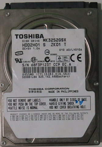 TOSHIBA MK3252GSX HDD2H01 S ZK01 T PCB G002217A,  320.GB