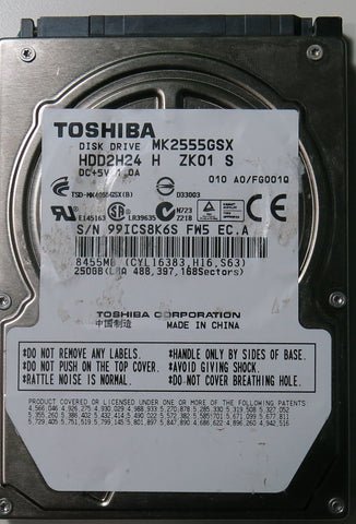TOSHIBA MK2555GSX HDD2H24 H ZK01 S PCB G002439-0A,  250.GB