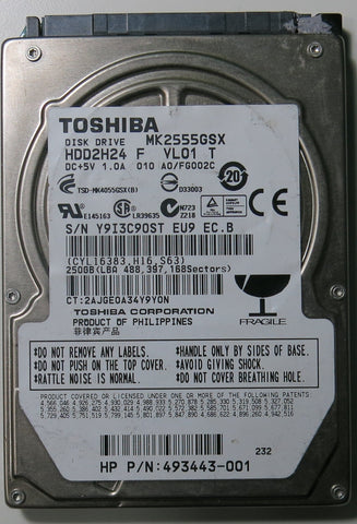 TOSHIBA MK2555GSX HDD2H24 F VL01 T PCB G002439-0A,  250.GB