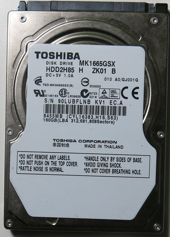 TOSHIBA MK1665GSX HDD2H85 H ZK01 B PCB G002641A,  160.GB