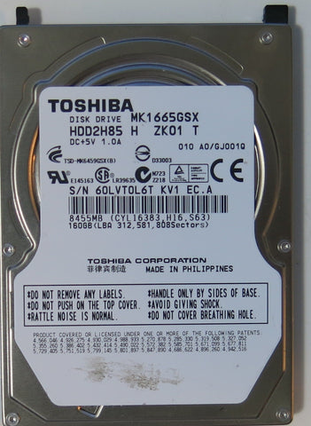TOSHIBA MK1665GSX HDD2H85 H ZK01 T,  PCB
