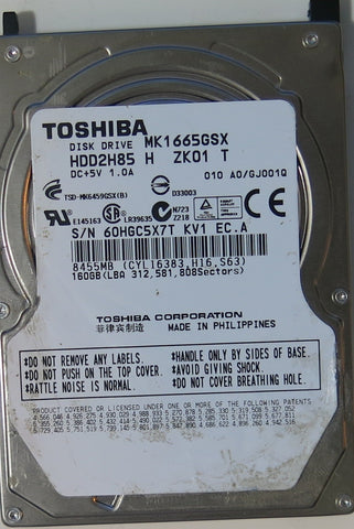 TOSHIBA MK1665GSX HDD2H58 H ZK01 T,  PCB