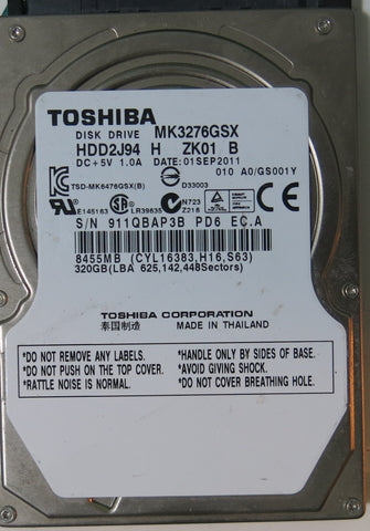 MK3276GSX HDD2J94 H ZK01 B PCB G002825A,  320.GB