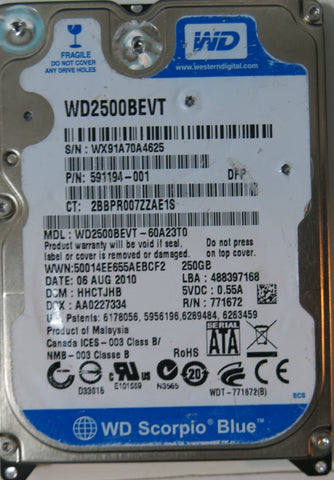 WESTERN DIGITAL WD2500BEVT-60A23T0,  PCB