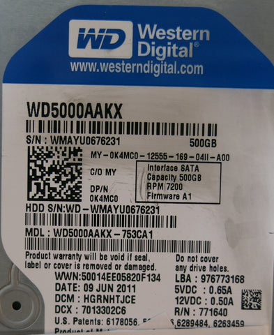 WESTERN DIGITAL WD5000AAKX-753CA1,  PCB