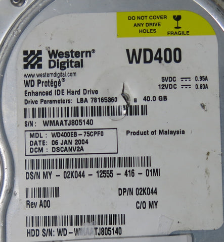 WESTERN DIGITAL WD400EB-75CPF0,  PCB