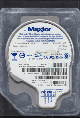 MAXTOR 6E040L0510653 CODE NAR61590 KMGA 40GB 3.5