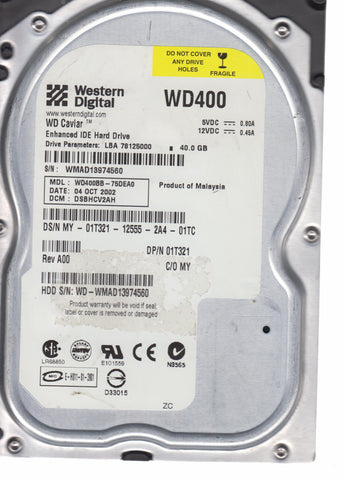 WESTERN DIGITAL CAVIAR WD400BB-75DEA0 DCM DSBHCV2AH 3.5" 40 GB