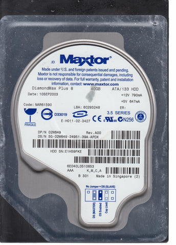 MAXTO 6E040LO CODENAR61590 K,M,C,A 40GB 3.5"