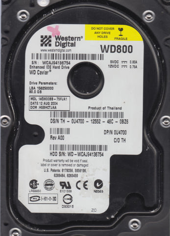 WESTERN DIGITAL WD800BB-75FJA1 DCM HSBHCTJAA 80GB 3.5