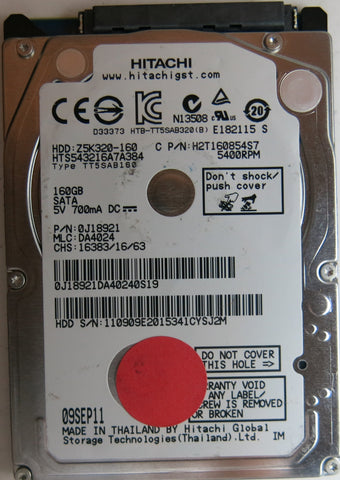 HTS543216A7A384 PN 0J18921 MLC DA4024 160GB