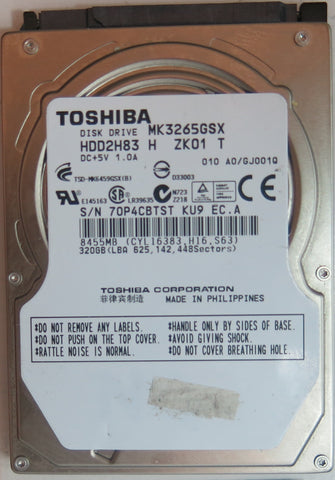 MK3265GSX HDD2H83 H ZK01 T, PCB G002641A, 320GB