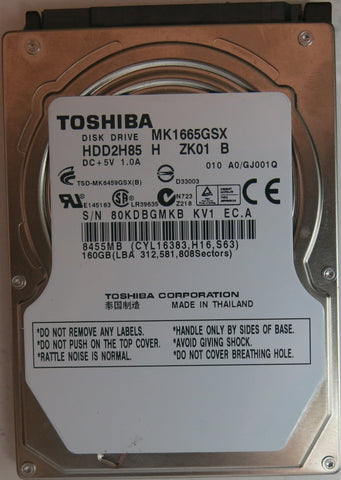 MK1665GSX HDD2H85 H ZK01 B PCB G002641A 160 GB