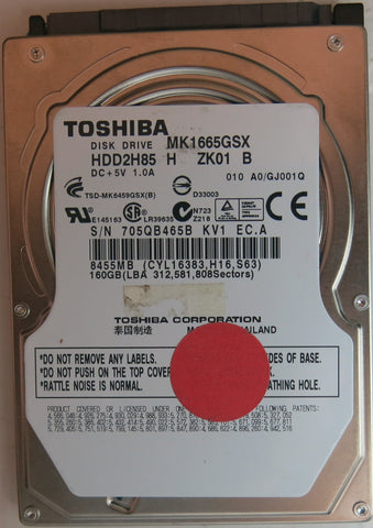 MK1665GSX HDD2H85 H ZK01 B PCB G002641A 160 GB