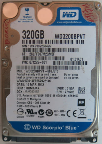 WD3200BPVT-60JJ5T0 DCM HHMTJAK 320GB