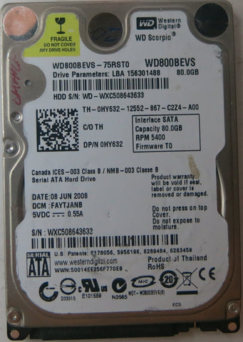 WESTERN DIGITAL WD800BEVS-75RST0 DCM FAYTJANB 80GB