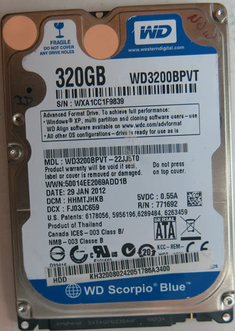 WD3200BPVT-22JJ5T0 DCM HHMTJHKB 320GB