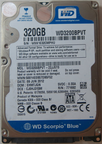 WD3200BPVT-22JJ5T0 DCM EHMTJGN 320GB