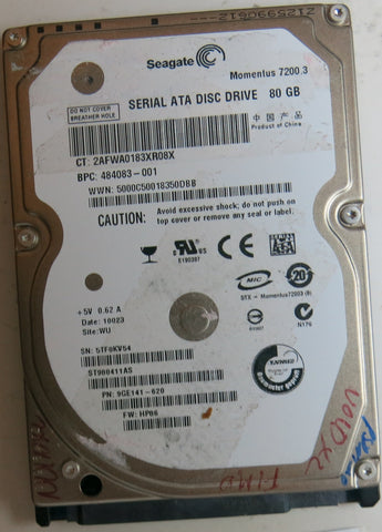 ST980411AS PCB: 100513573 REV D SERIAL NUMBER: 5TF0KV54 PN 9GE141-620 FW HP86 80 GB