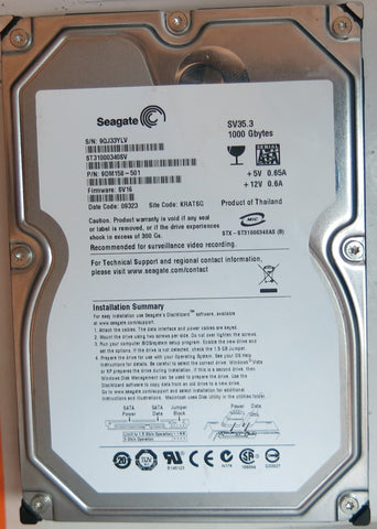 SEAGATE ST31000340SV PN 9DM158-501FW SV16 1TB