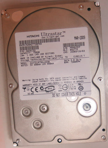 HUA721075KLA330,  P/N:0A35152,  MLC:BA2772,  Serial:P8H6U5YF,  750GB 3.5,  PCB :110 0a29636 01- REV A