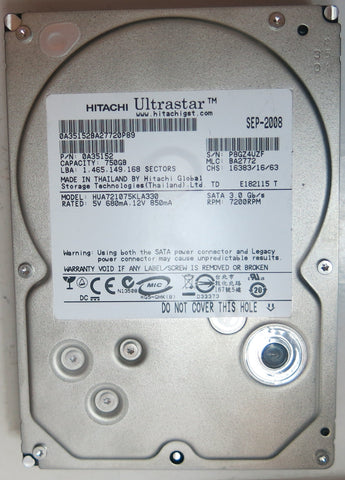 HU721075KLA330,  P/N:0A35152,  MLC:BA2772,  Serial:P8GZ4UZF,  750GB 3.5,       PCB :110 0A29636 01- REV A