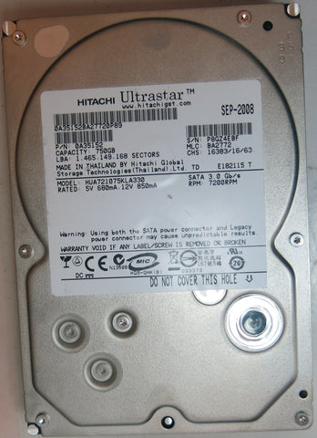 HUA721075KLA330,  P/N:0A35152,  MLC:BA2772,  Serial:P8GZ4EBF,  750GB 3.5 ,               PCB :P8GZ4EBF- REV A